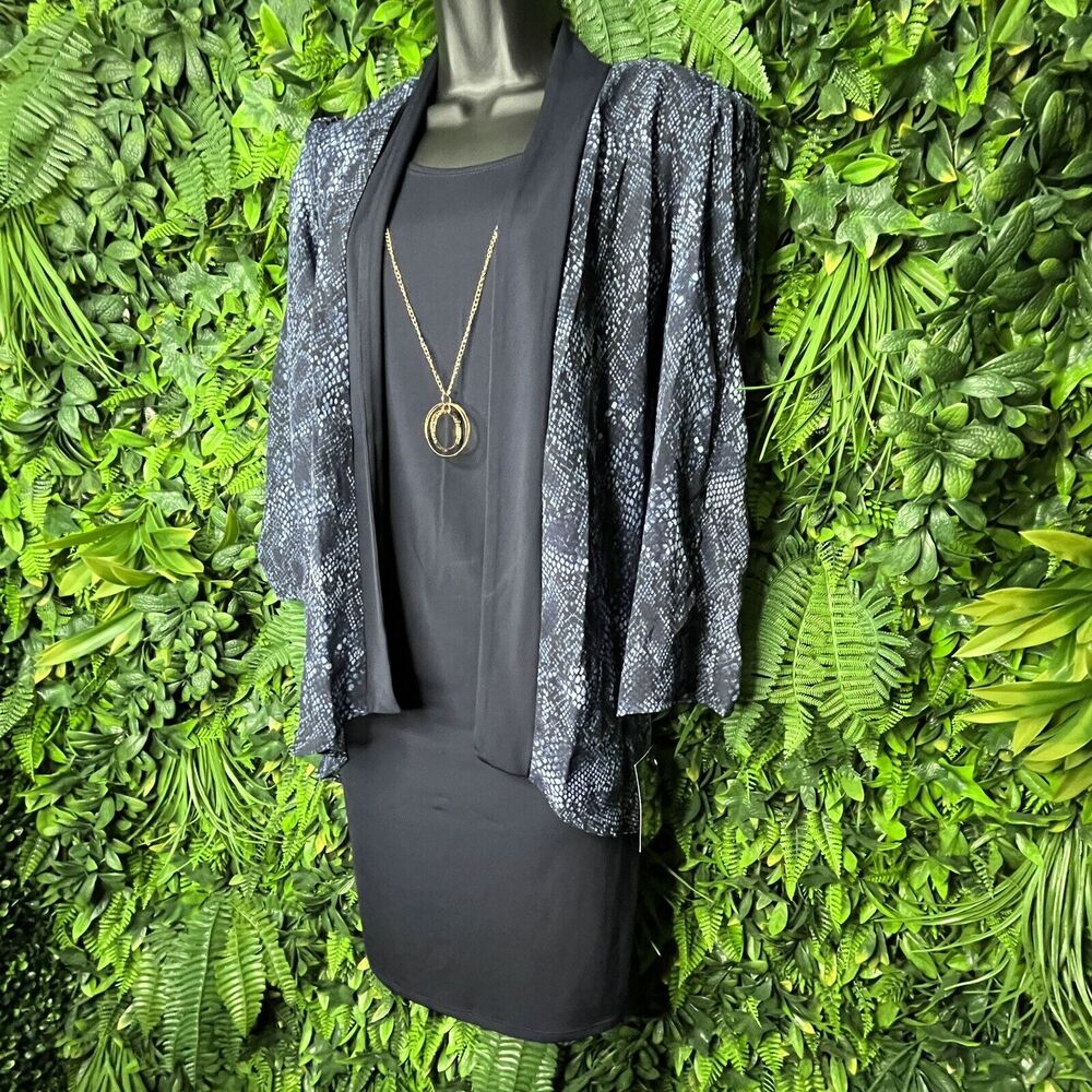 STELLA & JULIE Women Dress Size 4 Formal Blue With Snake Print Duster NWT 0869